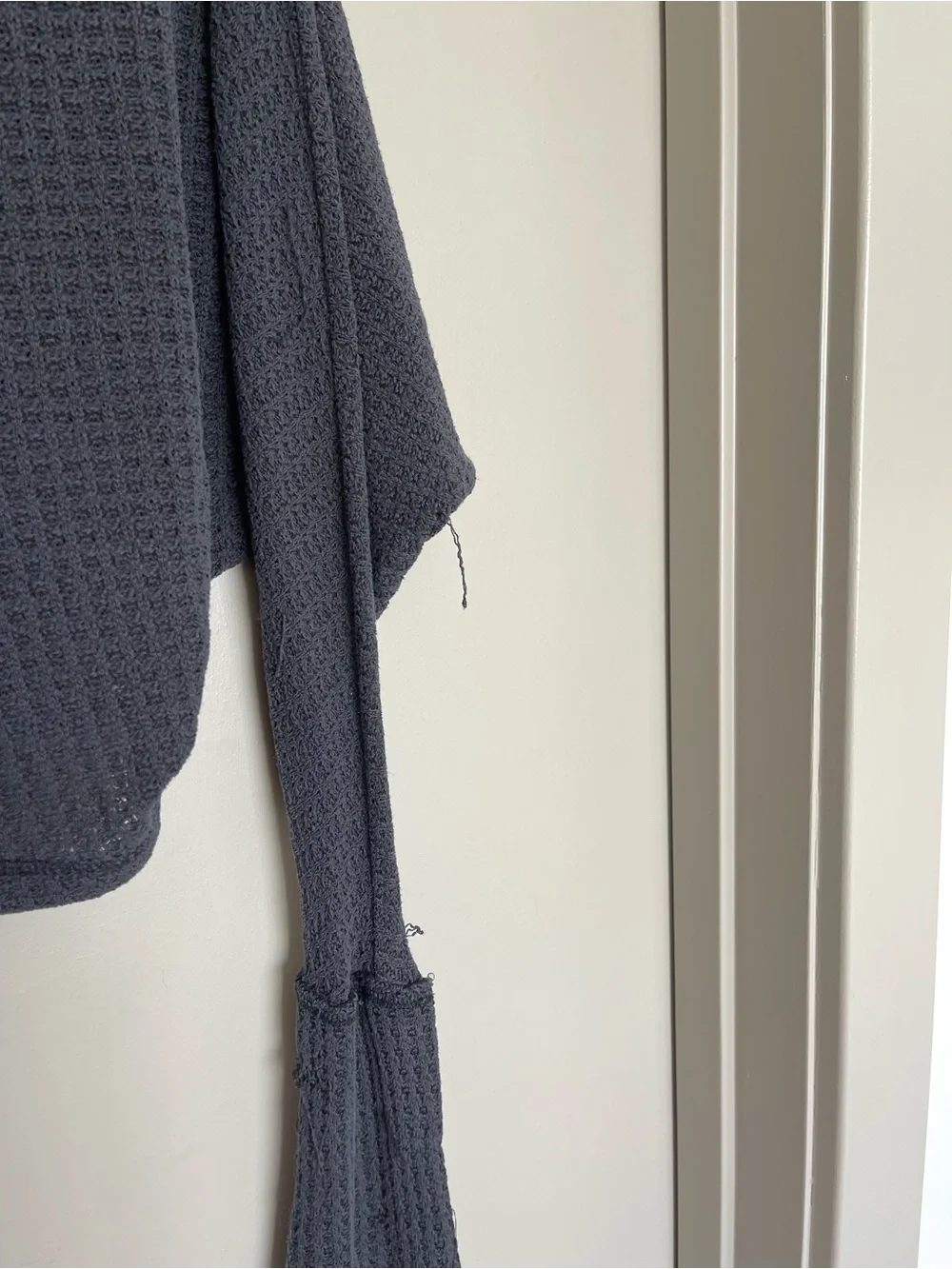 Free People Black Waffle-Knit Scoop Neck Sweater
